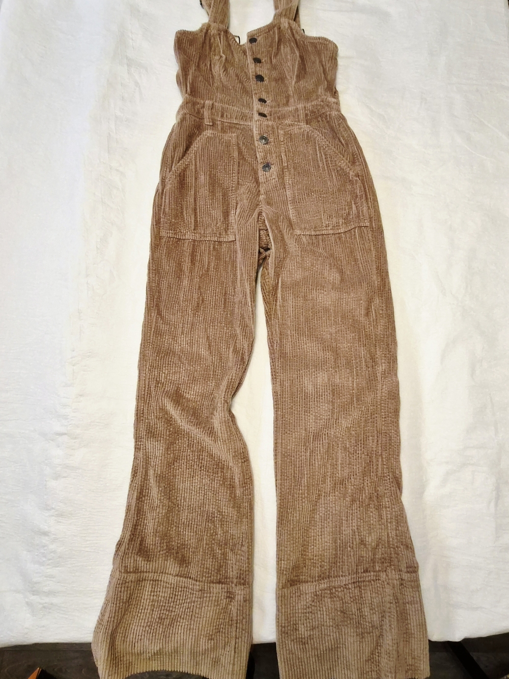 Aeropostale Brown Corduroy Button-Front Wide-Leg Jumpsuit
